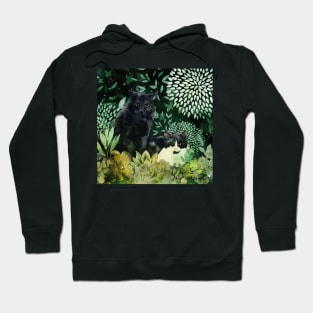 Desert Cat Brothers Negative Painting Green Background Hoodie